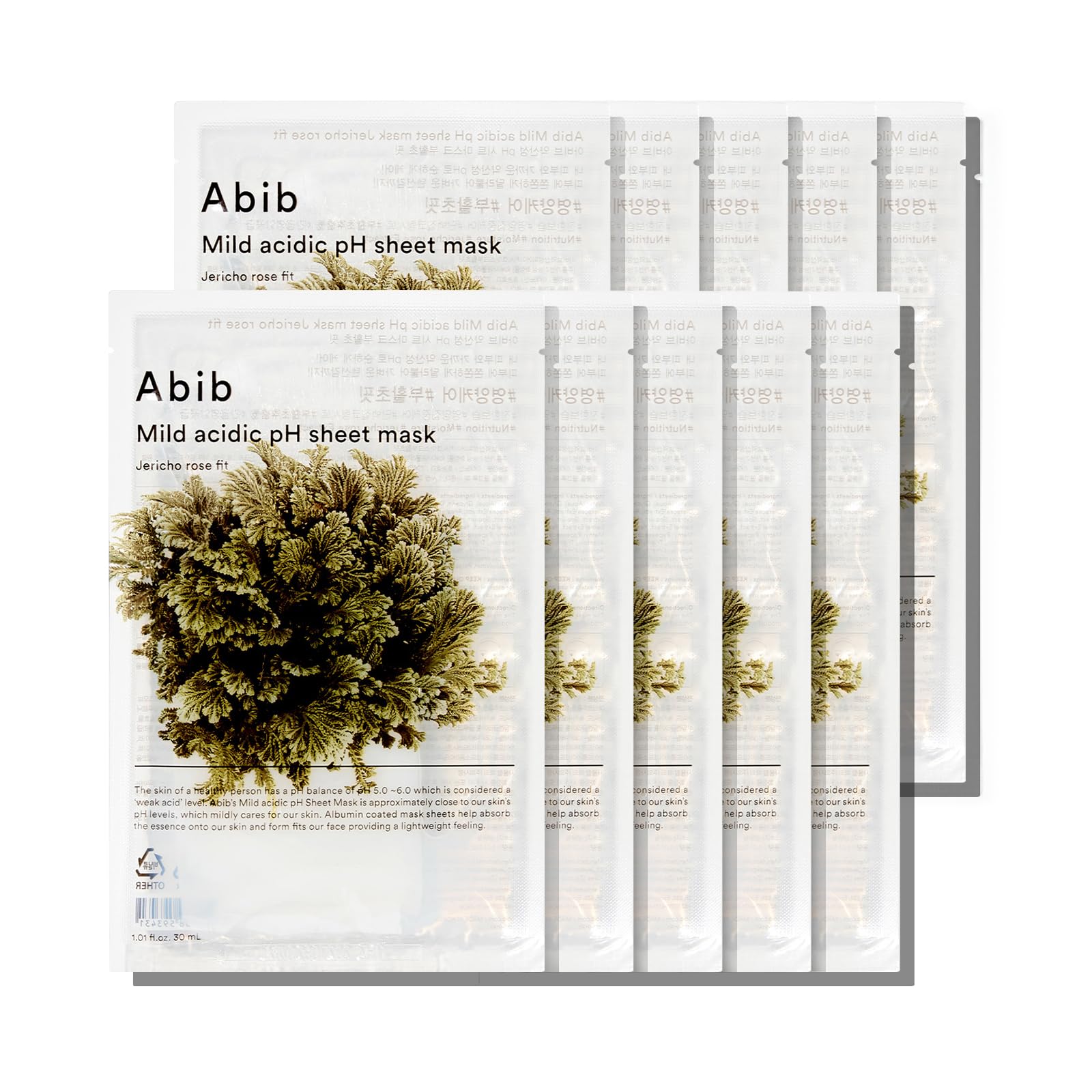 Abib Mild acidic pH sheet mask 
Jericho rose fit