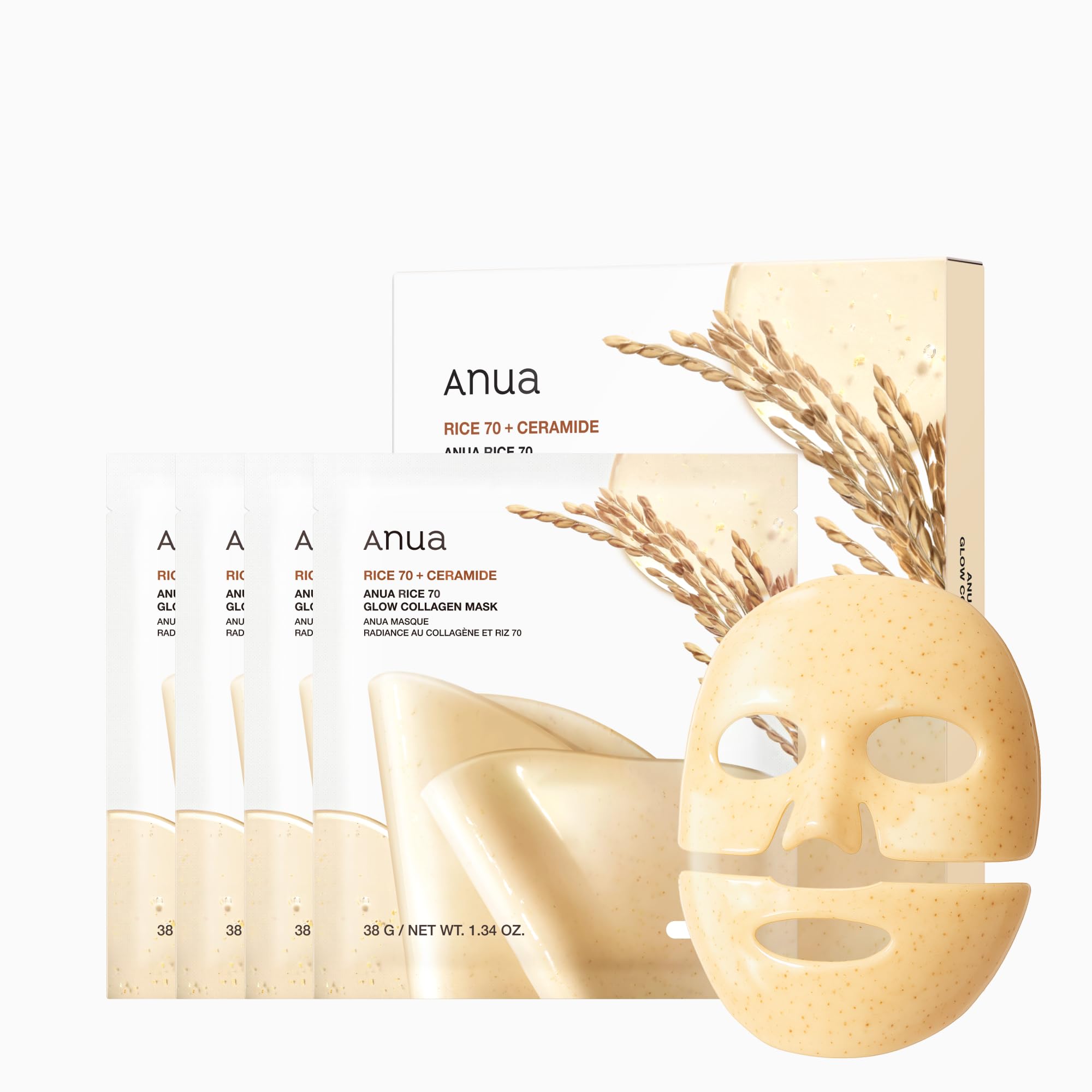 ANUA RICE 70 GLOW COLLAGEN MASK 38G (1EA)*4SET
