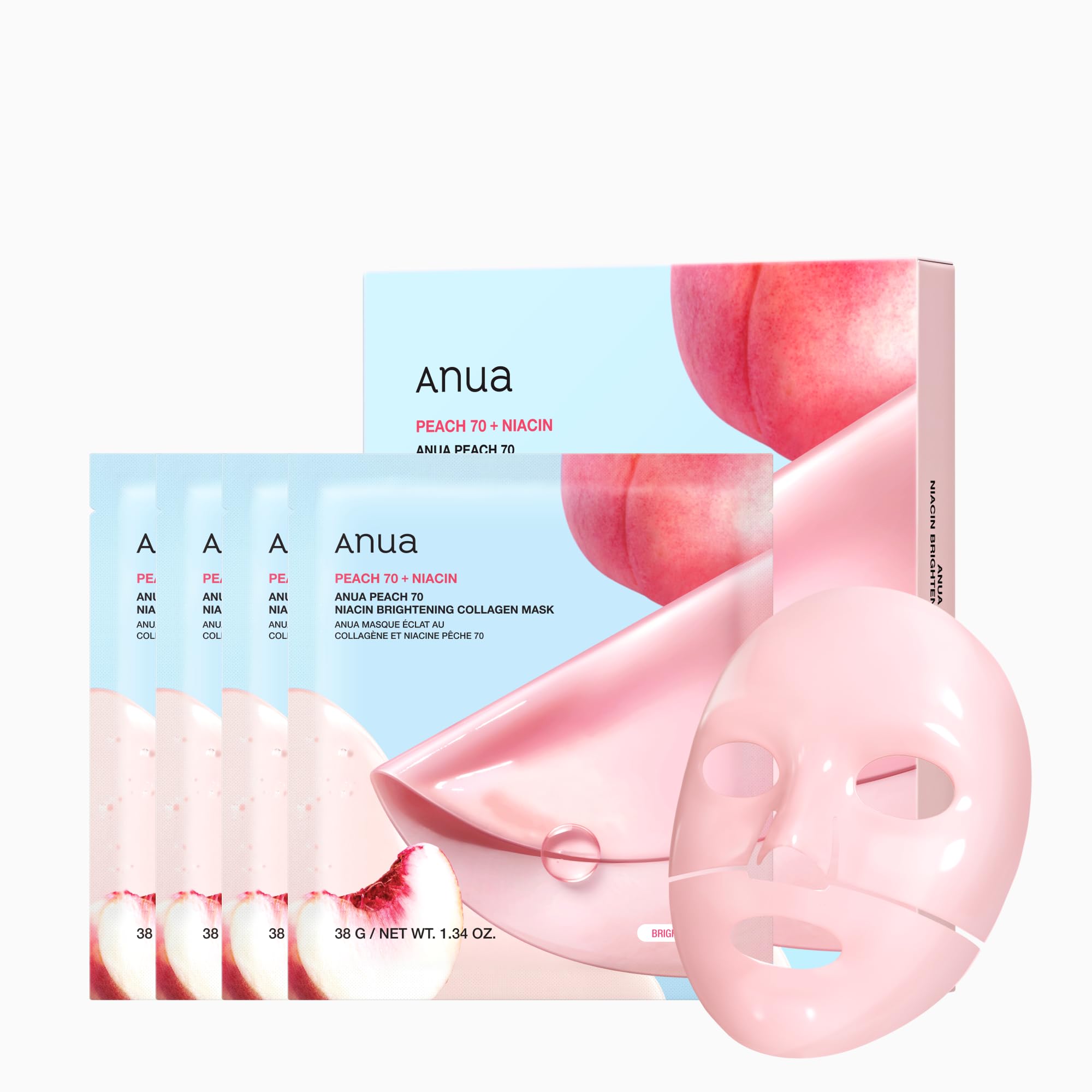 ANUA PEACH 70 NIACIN BRIGHTENING COLLAGEN MASK 38G (1EA)*4SET