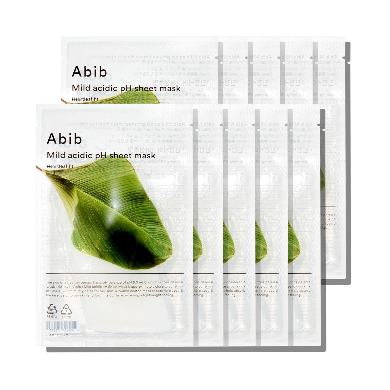 Abib Mild acidic pH sheet mask 
Heartleaf fit