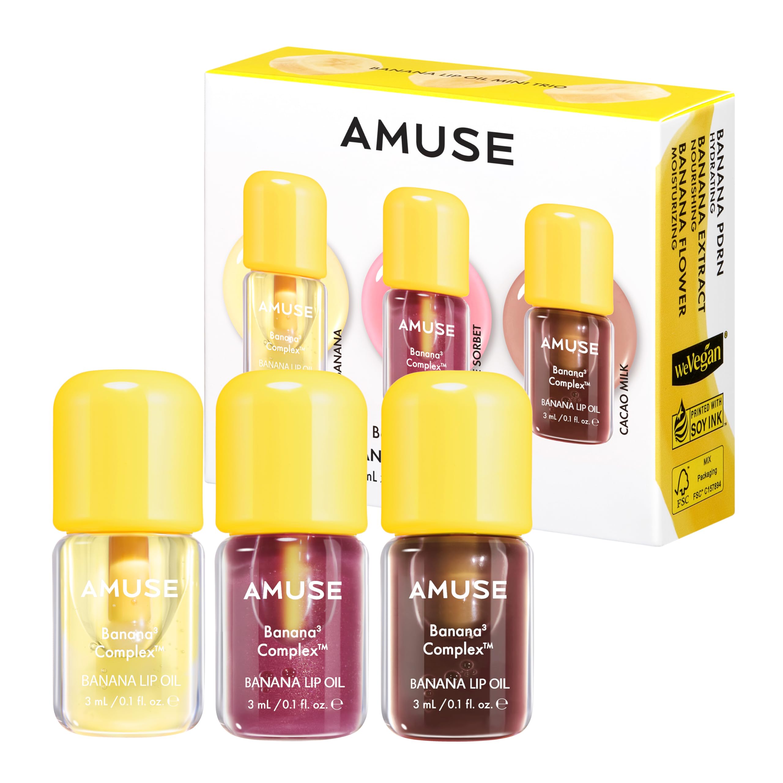 AMUSE Banana Lip Oil Mini Trio
