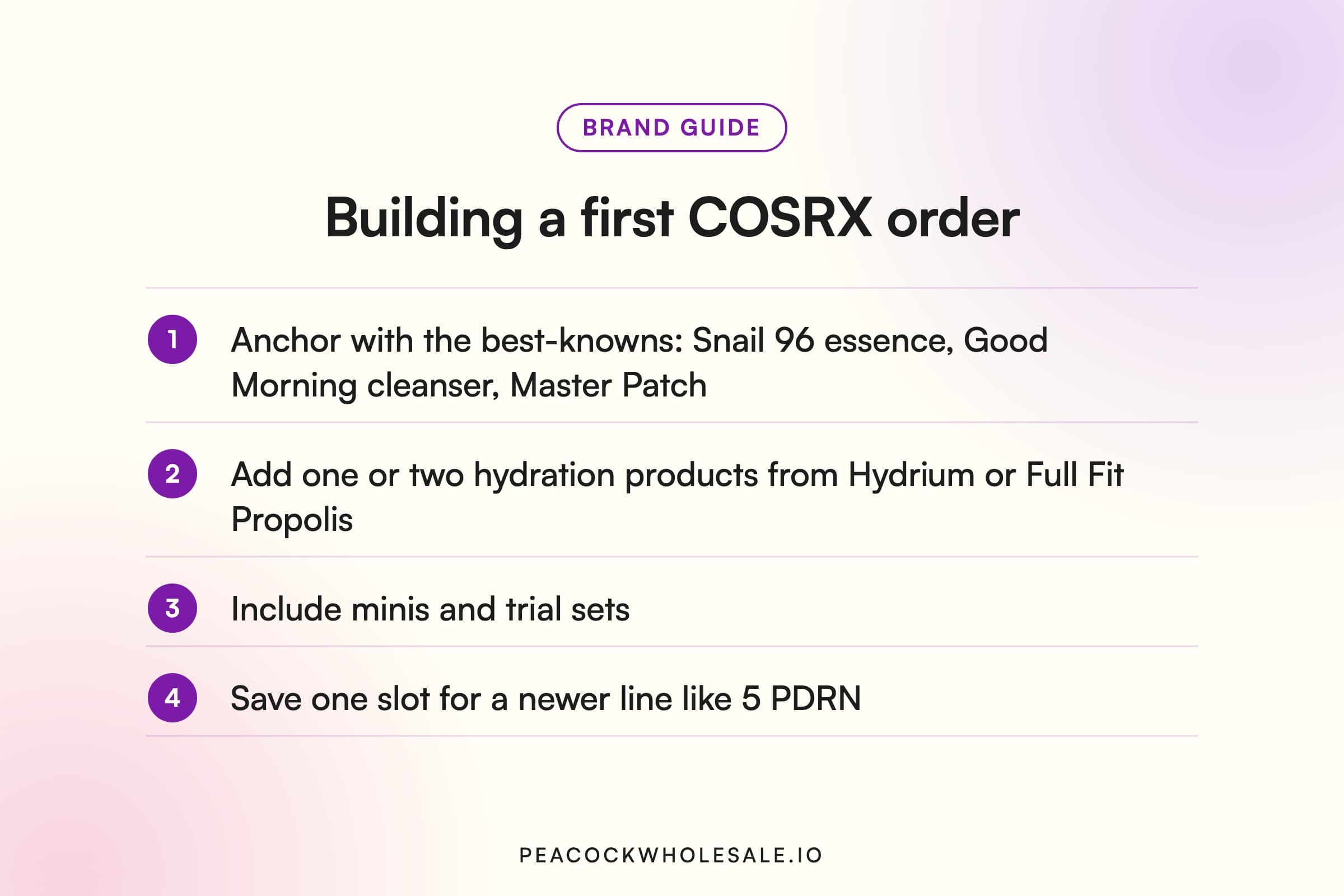 Building a first COSRX order: best-known products, hydration, minis and one newer line