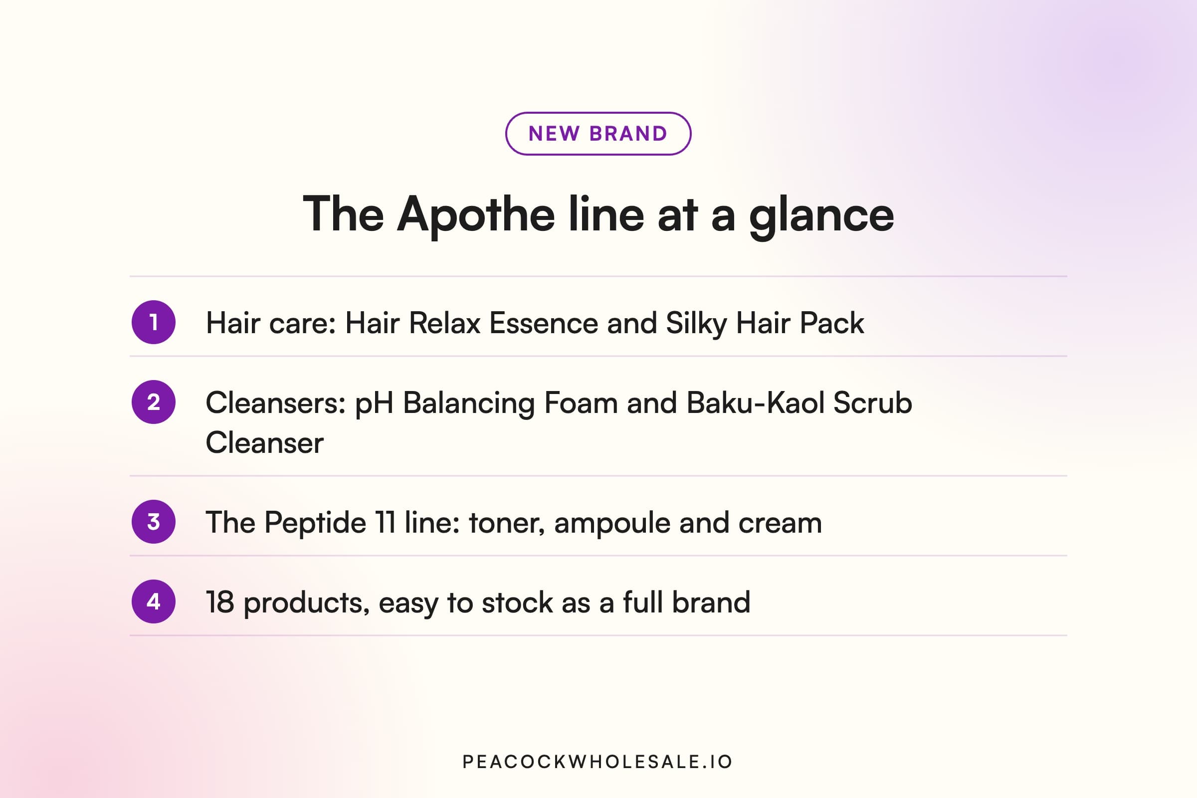 The Apothe line at a glance: hair care, cleansers and the Peptide 11 skincare range