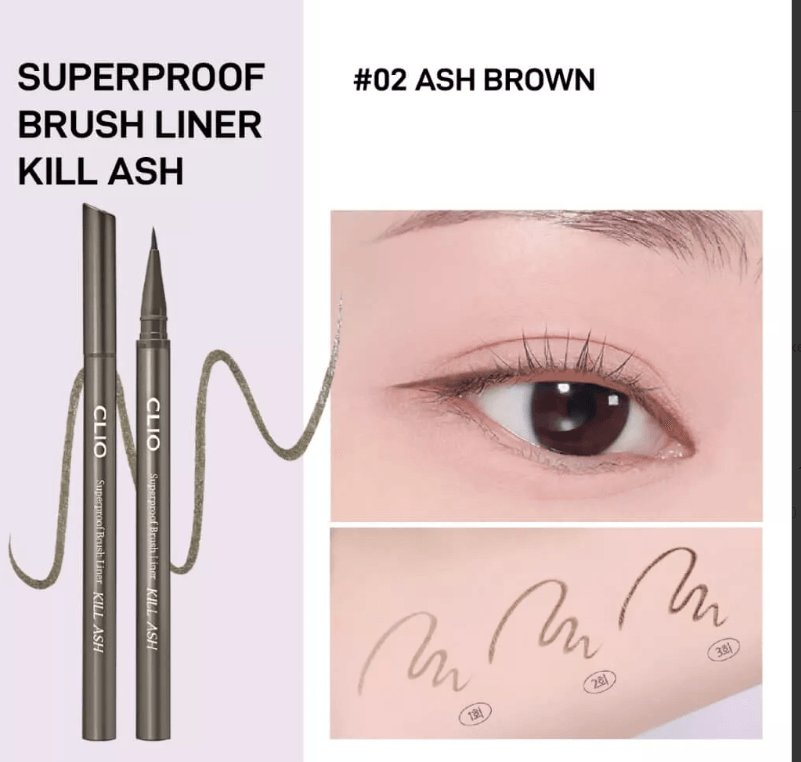 CLIO SUPERPROOF BRUSH LINER KILL ASH 02 ASH BROWN