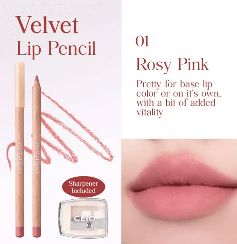 CLIO VELVET LIP PENCIL 01 ROSY PINK